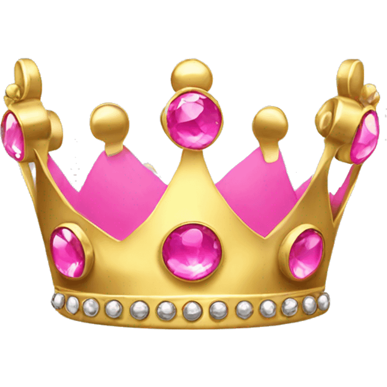 Simple gold queen crown with pink jewels emoji