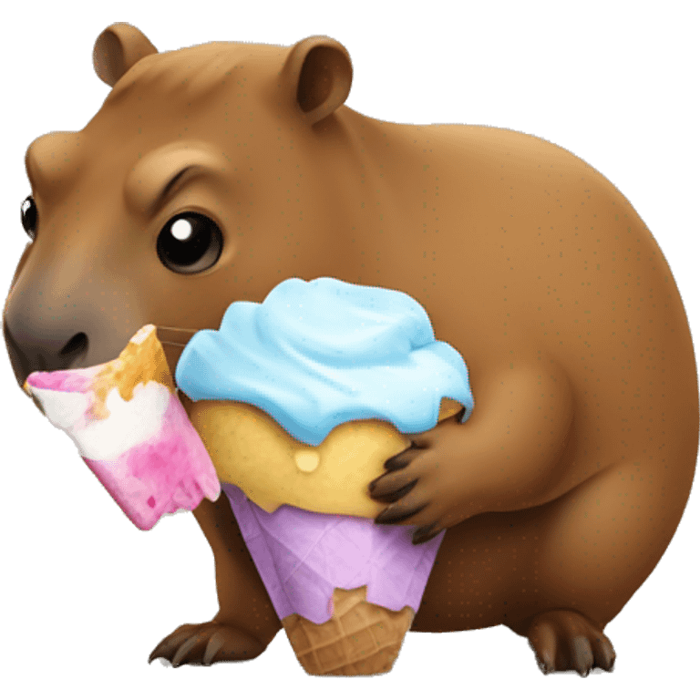 Un capibara comiendo un helado  emoji