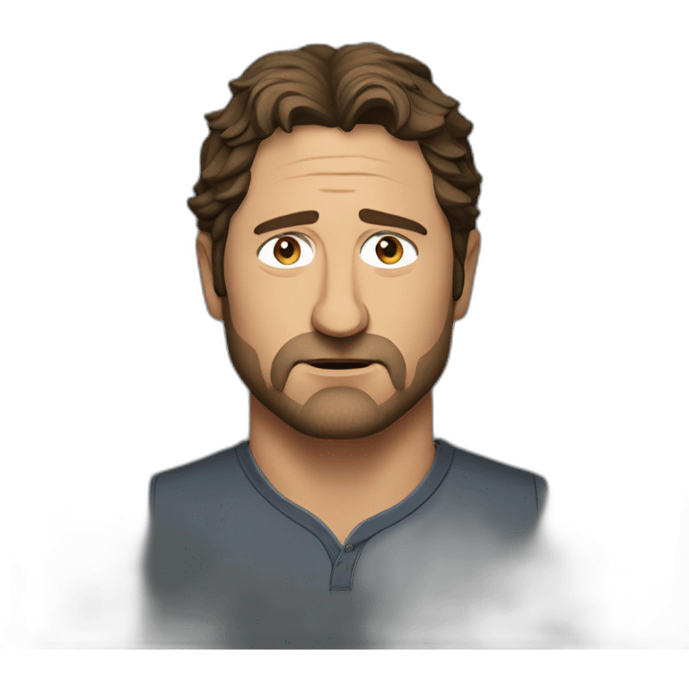 actor gerard butler serious cartoon wearing henley emoji