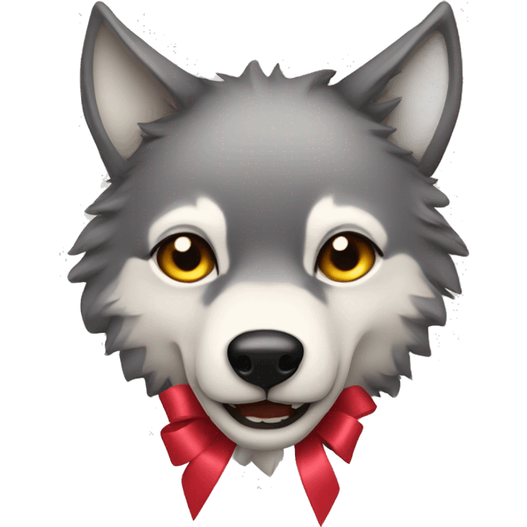 wolf with coquette ribbon emoji