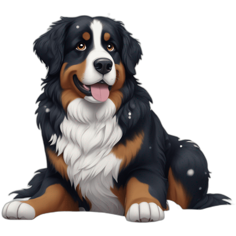 Bernese mountain dog under big snowflakes emoji