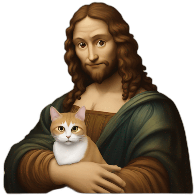 Leonardo Da Vinci with a cat emoji