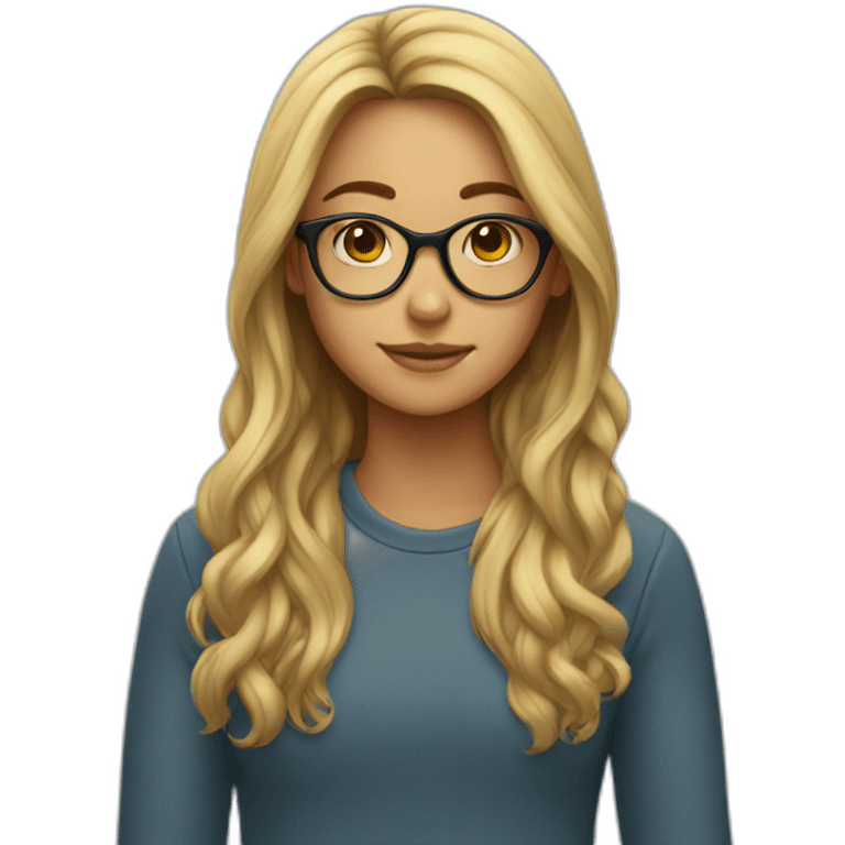 Girl with glasses and long hair, emoji