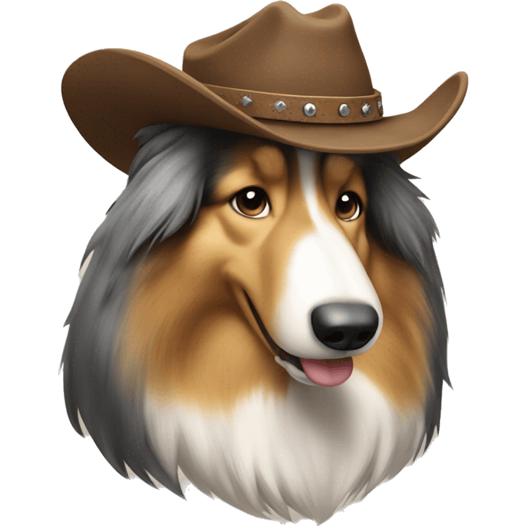 Rough collie in cowboy attire  emoji