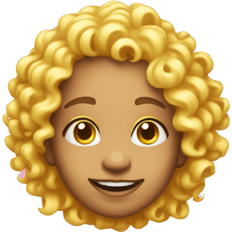 yellow with light pink eyes and curly temp fade and braces emoji