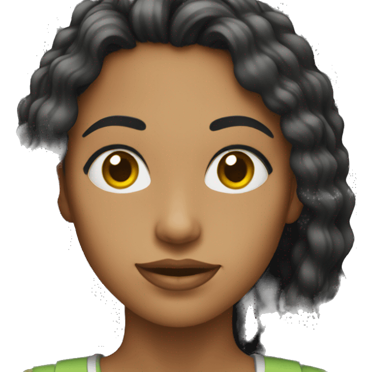 mujer pelo negro trsite emoji