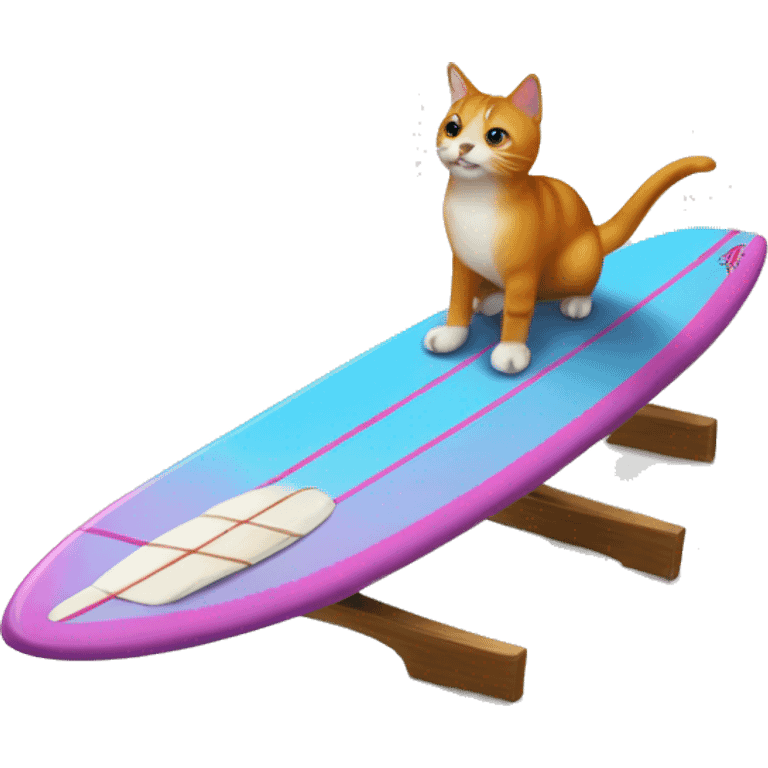 Delfín encima de una tabla de surf con un gato encima emoji