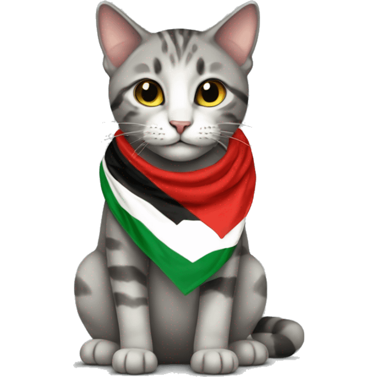 Cat wearing a Palestine scarf emoji