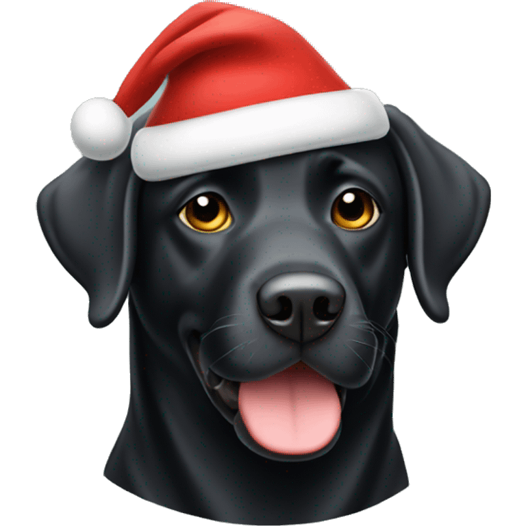 Black labrador with chrismas hat emoji