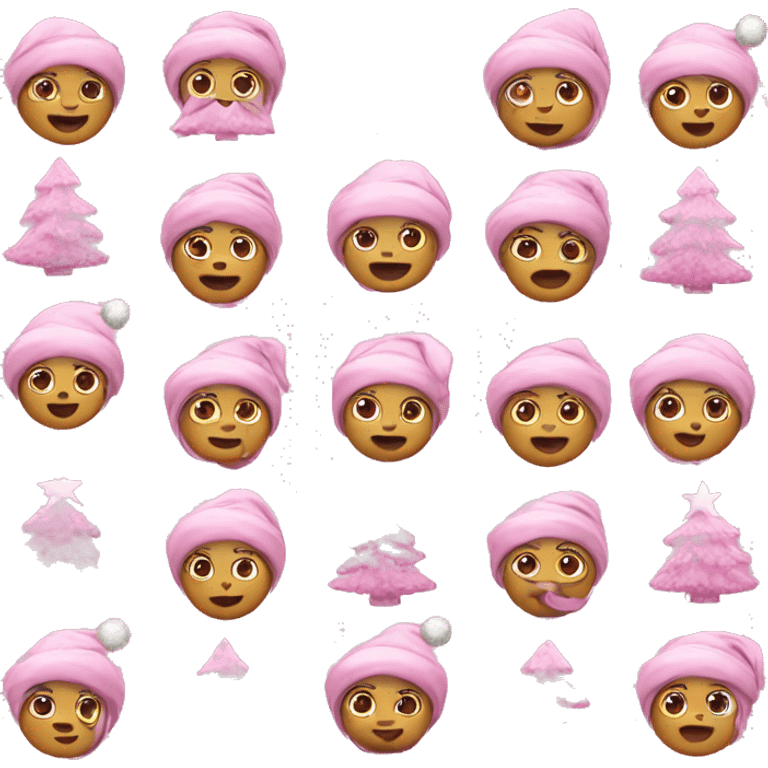 Pink cute Christmas emojis emoji