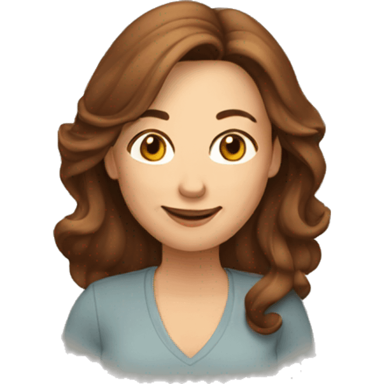 fun Woman in her 40s with half long brown hair  emoji