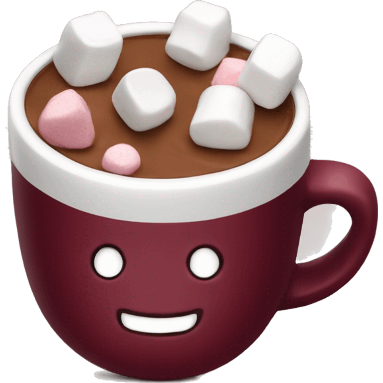 christmas burgundy colour cup with chocolate and marshmallows emoji