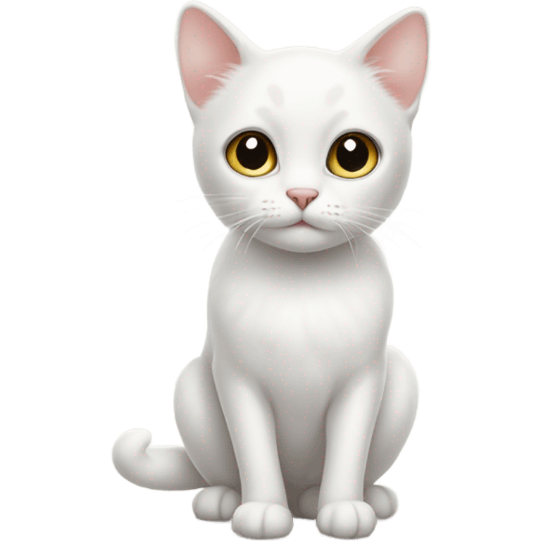 White cat with big eyes and cream speckles  emoji