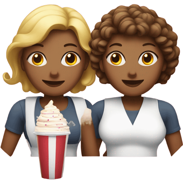 big ladies with a milkshake behind them emoji