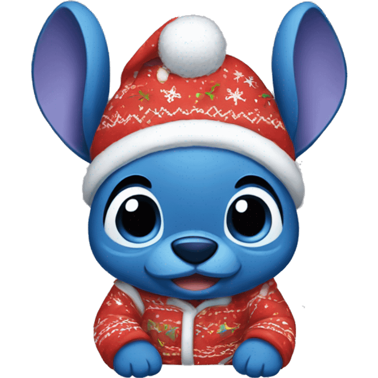 Stitch wearing Christmas pajamas  emoji