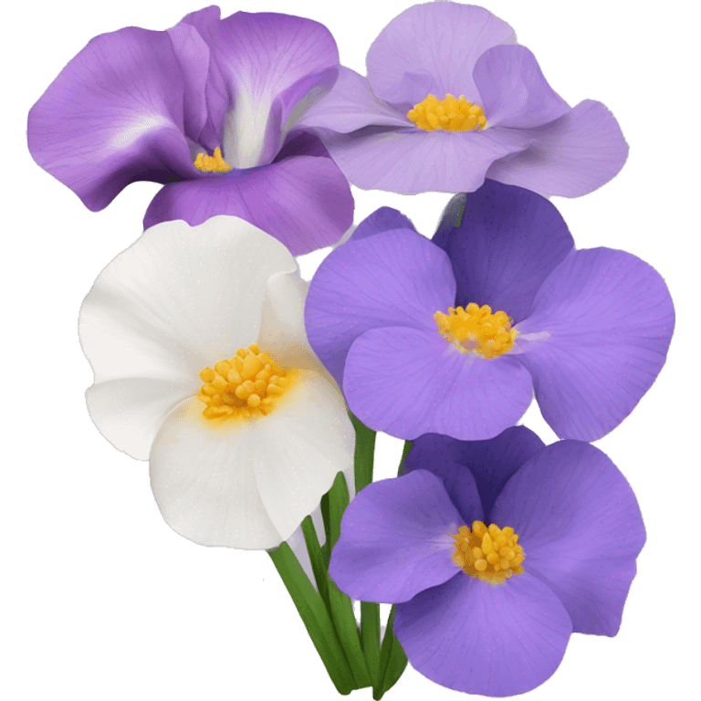 Lavender iris poppy iris hydrangea anemone flower bouquet emoji