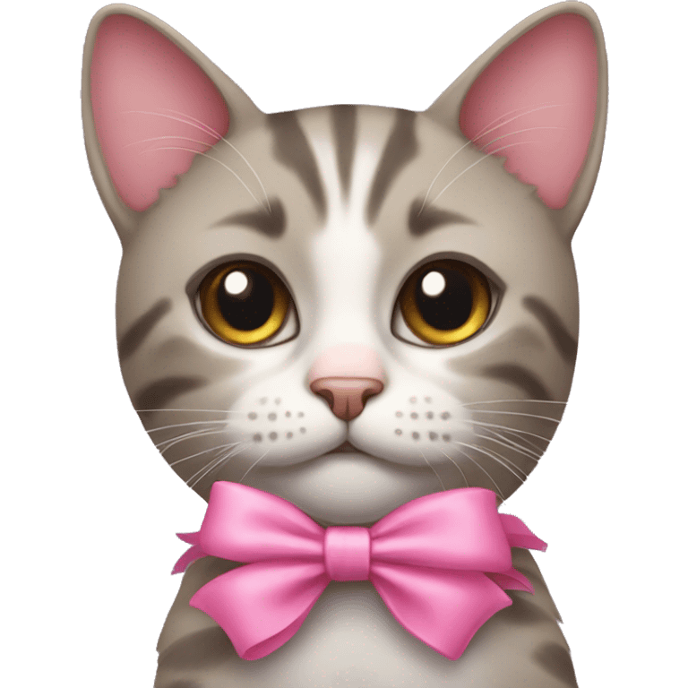 Cat with a pink bow emoji