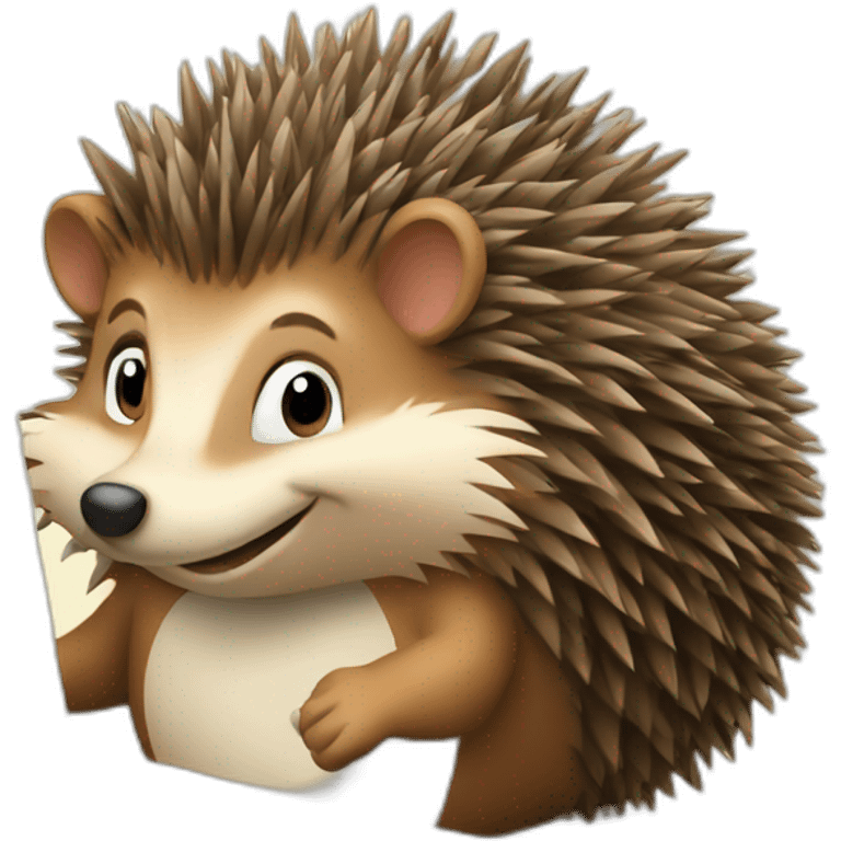 smiling hedgehog working behind a laptop emoji