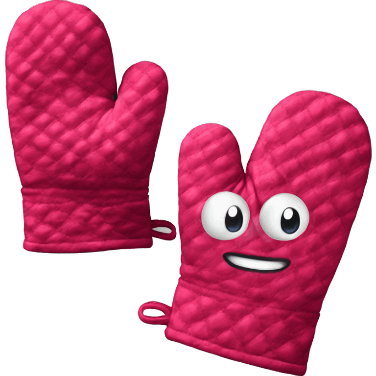 Realistic raspberry color oven mitt emoji