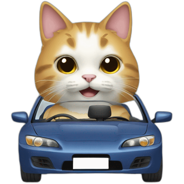 cat driving subaru emoji