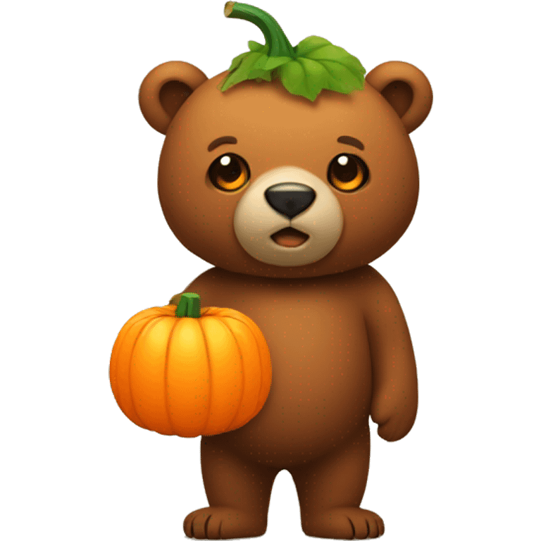 a bear with a pumpkin on the head emoji