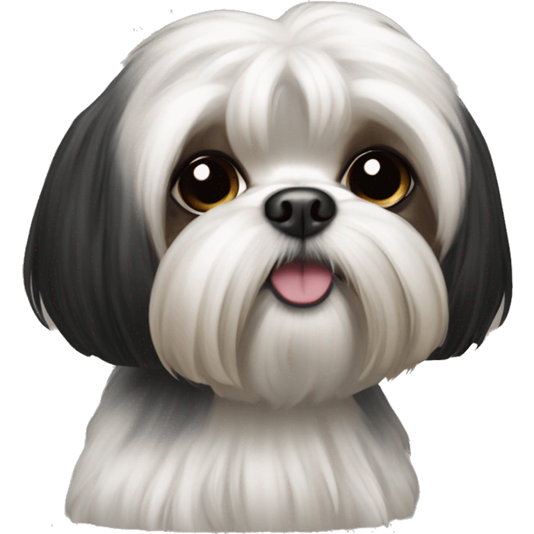 black maltese shihtzu with a cashew emoji