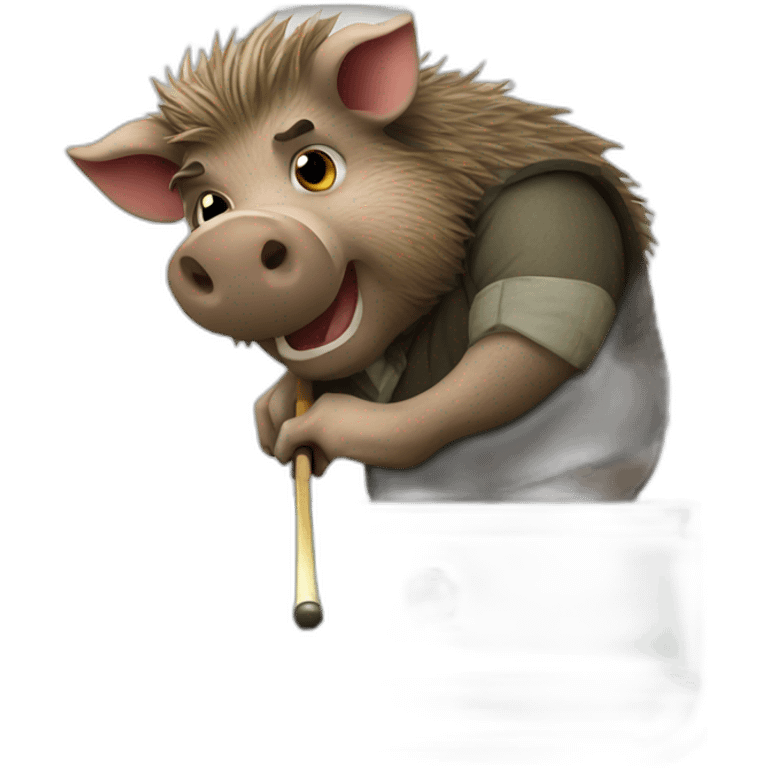 Wild boar billiard player emoji