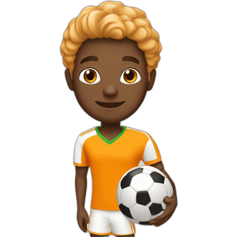 Saint man play soccer orange emoji