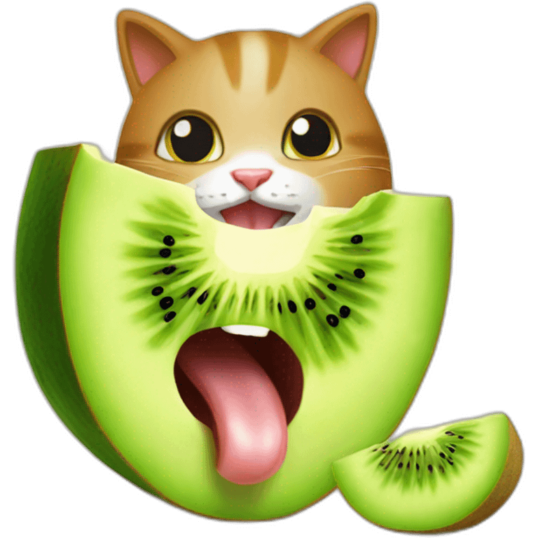 cat eating kiwi emoji