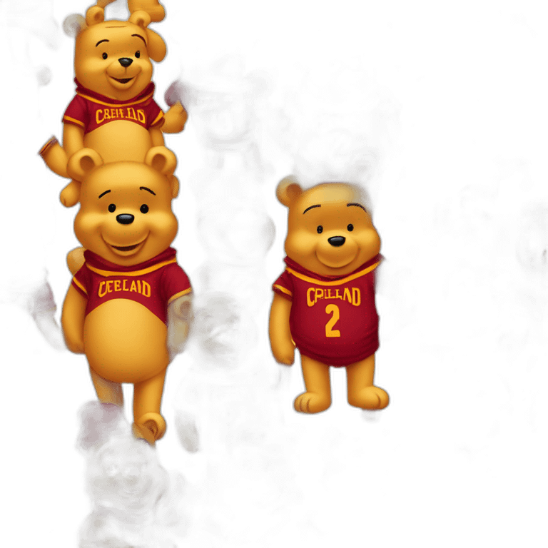 Winnie-the-Pooh wearing red cleveland cavaliers jerssey emoji