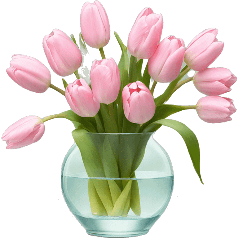 Pastel Pink tulips in glass vase  emoji