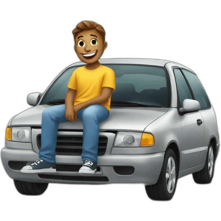 happy sitting on car emoji