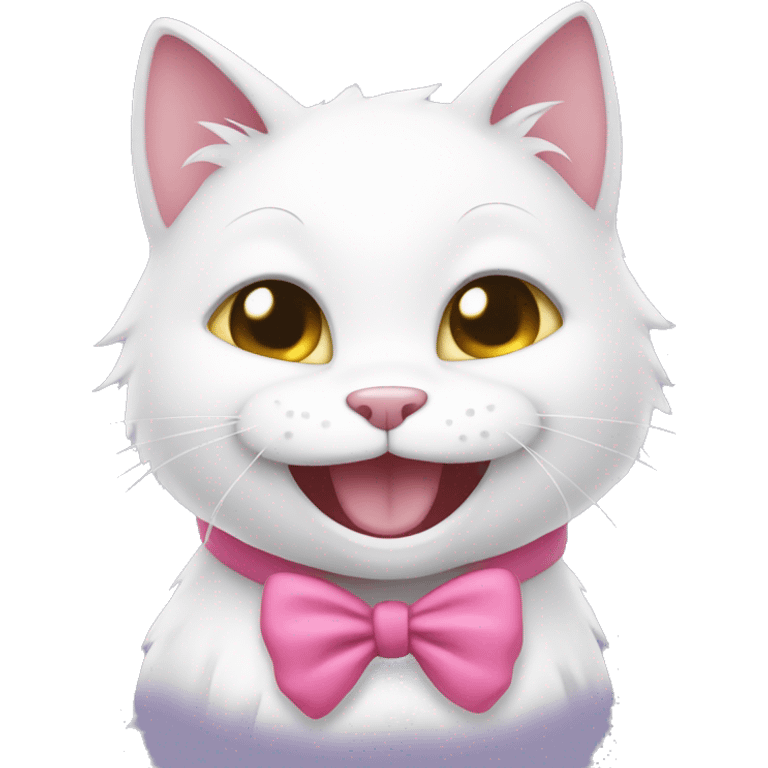 fursona white cat female with pink bow laughing emoji