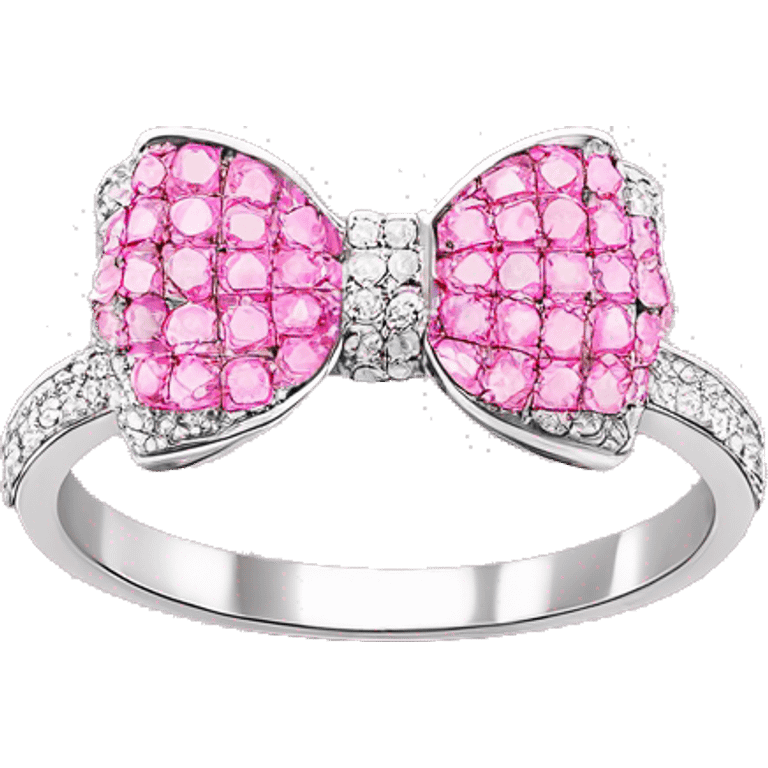 Silver diamond ring with a bow in pink ￼ emoji