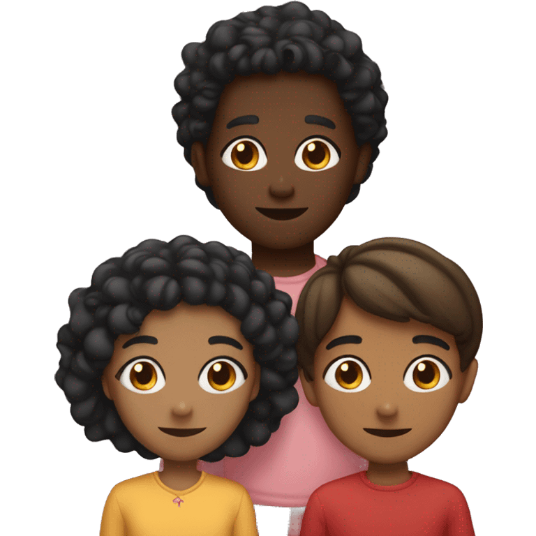 A black girl in the middle two black guys on the side with hearts on the boys heads  emoji