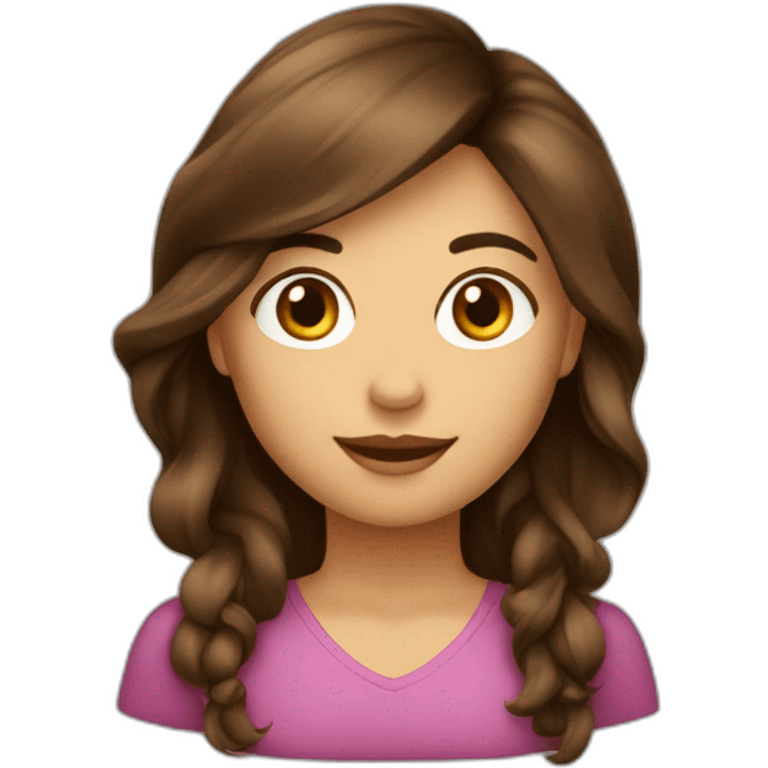 Fille cheveux mi long brune emoji