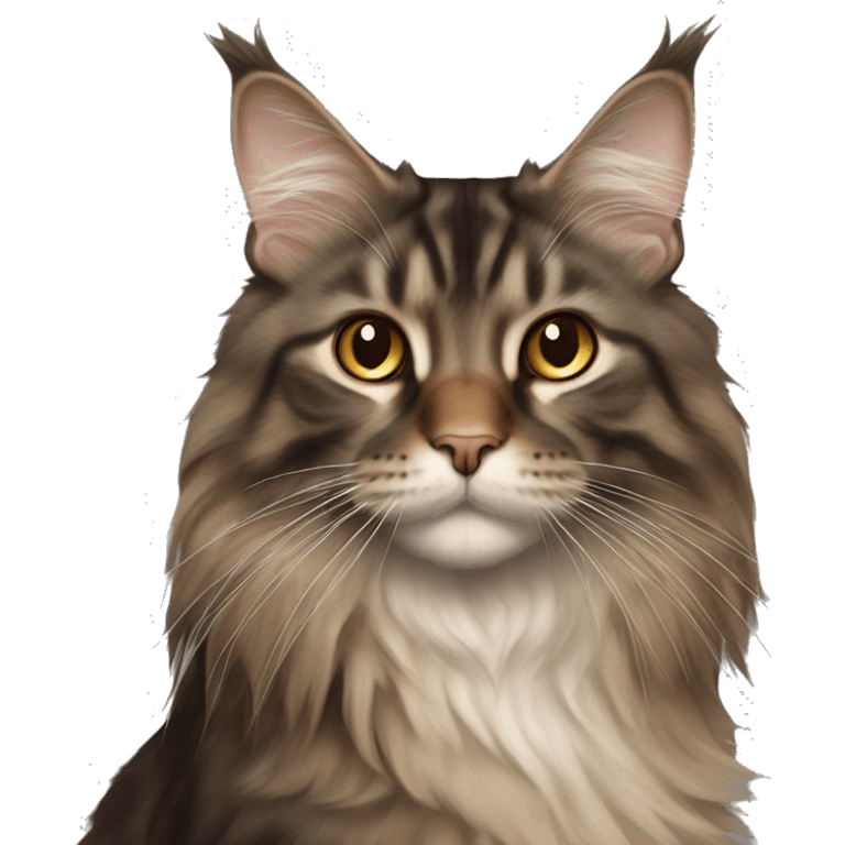 cat Maine Coon dark brown and light brown straipt emoji