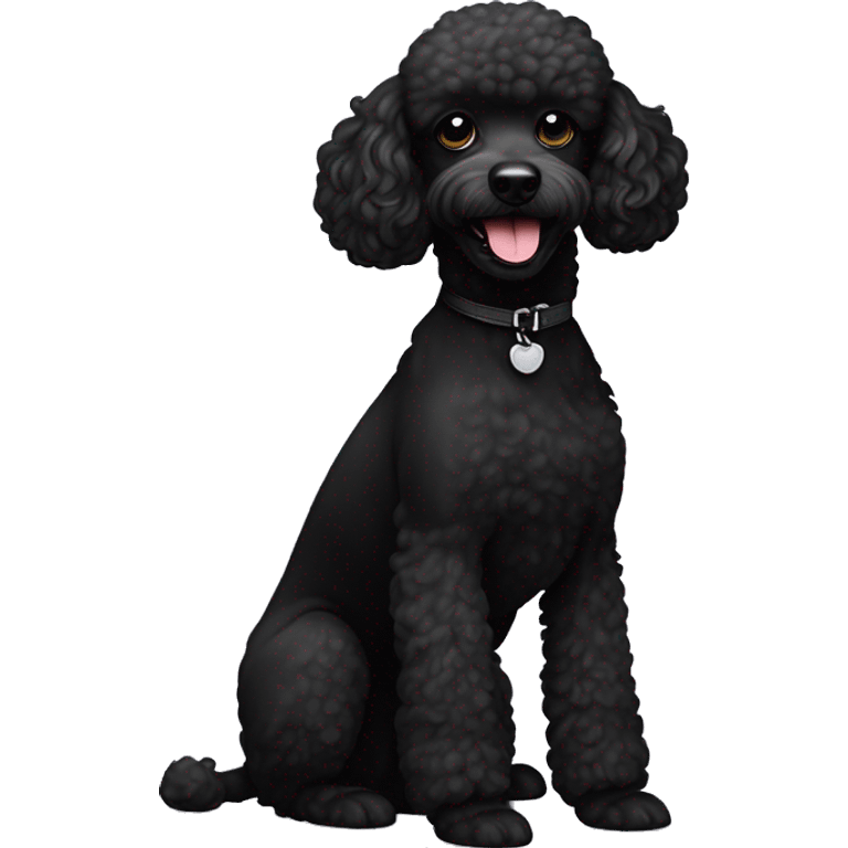 Small poodle mix, not curly. All black in color everywhere. No other color. Underbite with teeth showing  emoji