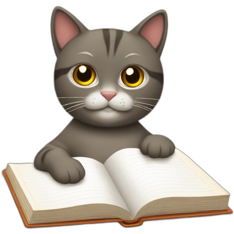 Gato escribiendo en una libreta emoji