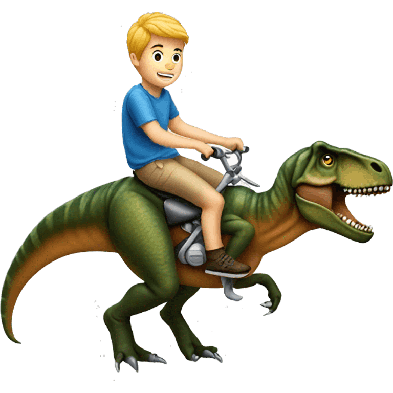 White boy riding a T. rex emoji