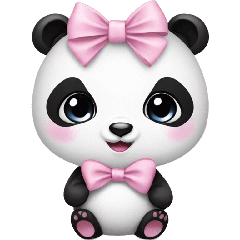 Panda with bow in baby pink emoji