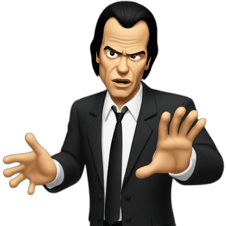 Vincent Vega from Pulp Fiction with the hands gesturing confusion emoji