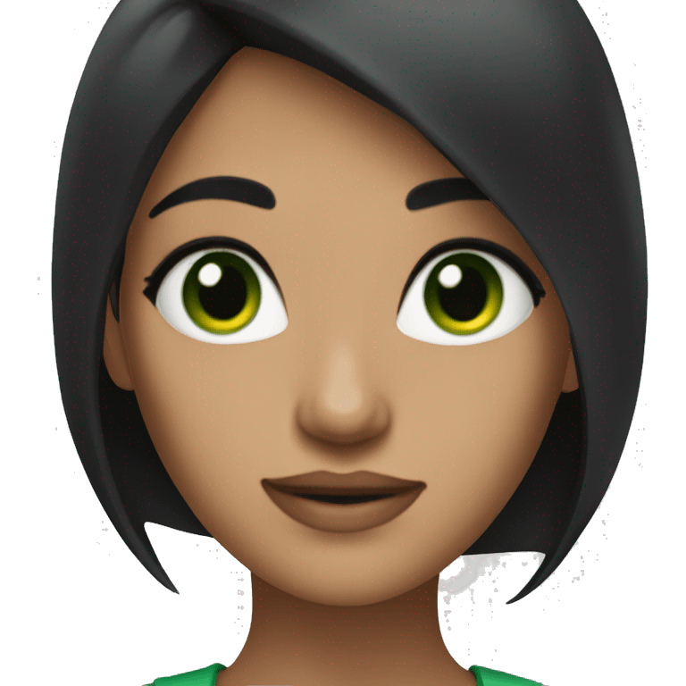 Women with black hair green eyes emoji