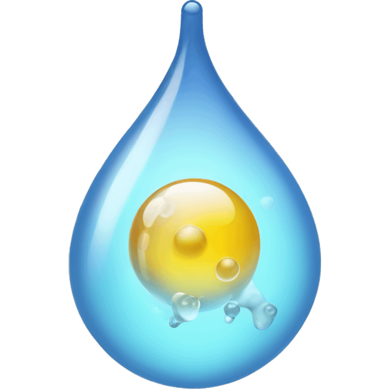 a droplet behind a molecule emoji