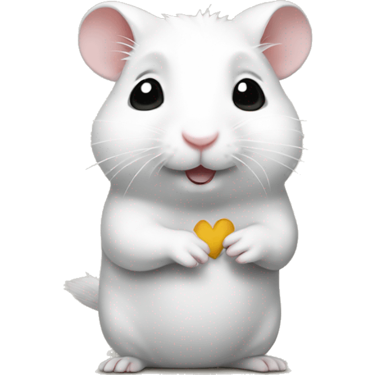 white hamster shows peace sign emoji