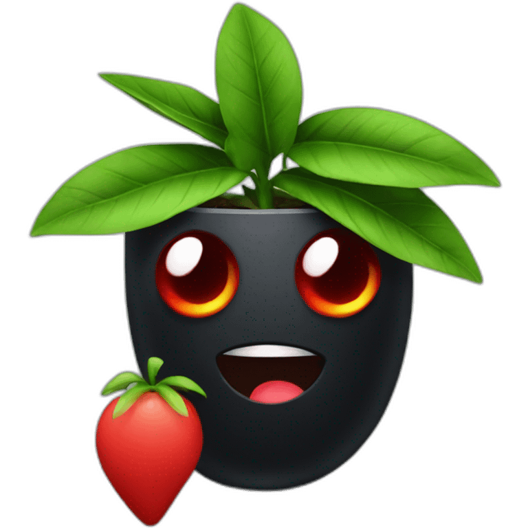 Plants black with one eye and red leaf emoji