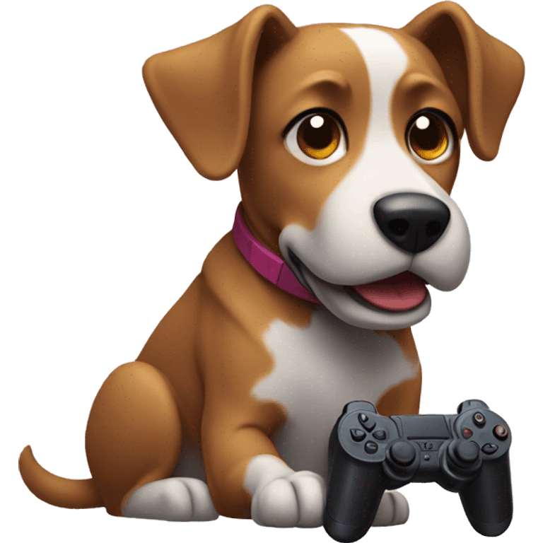 Dog playing playstation emoji