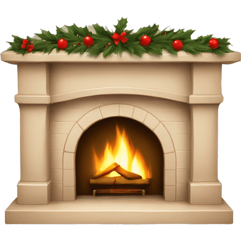 Christmas asthetic beige fireplace emoji