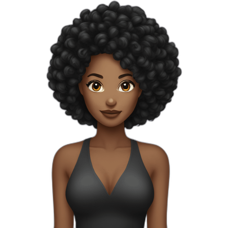 Beautiful Black women long kinky hair emoji