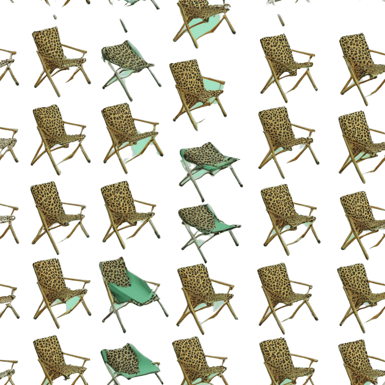 Realistic mint green and leopard print pattern camping folding chair isolated.  emoji